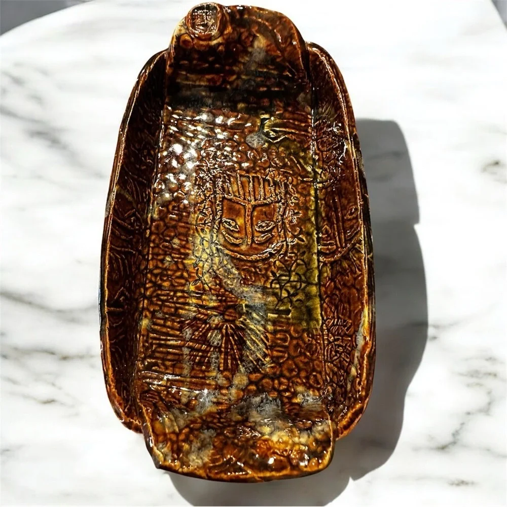 Empty Bowls Handcrafted Brown Ceramic Serving Tray